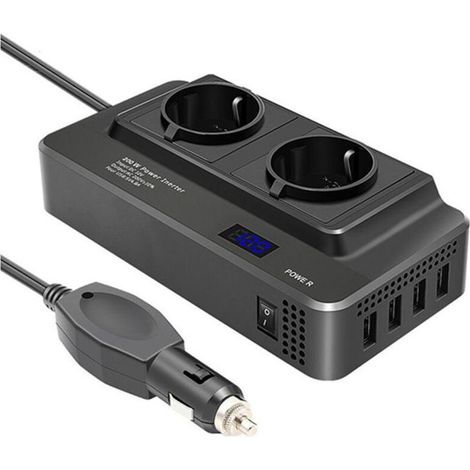Convertisseur DC12V-AC220V 200W Prise Allume Cigare Transformateur de Tension, Chargeur Voiture Camping Car avec Multi Protection (1/5)