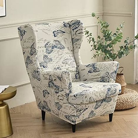 Housse extensible Highdi pour fauteuil Strandmon, 1 ensemble avec housse de canapé et taie d'oreiller, housse de fauteuil Especimen de Mariposa (1/5)