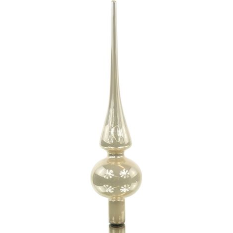 Weihnachtsbaumspitze Emaille Pearl creme glänzend Ø 6 cm 26 cm - Glas