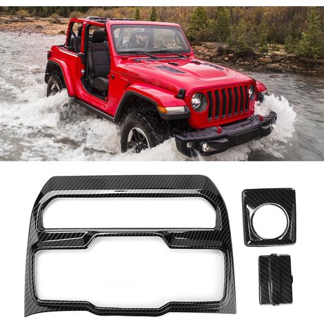 3-teilige Fensterbedienblende mit USB-Zigarettenanzünder in Carbon-Optik für Jeep Wrangler JL ab Baujahr 2018 (1/5)