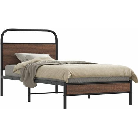 Estructura de cama sin colchón 100x190 cm madera marrón roble