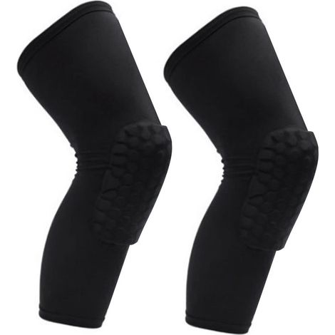 Genouillères (paire) : unisexes, modèle long, avec protection antichoc en nid d'abeille pour le basket-ball adaptées à un poids corporel de 60 à 72,5 catties. (1/5)