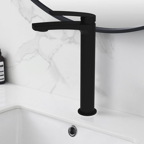 Kibath Grifo de Lavabo Alto monomando UGO acabado NEGRO mate fabricado en latón (1/5)