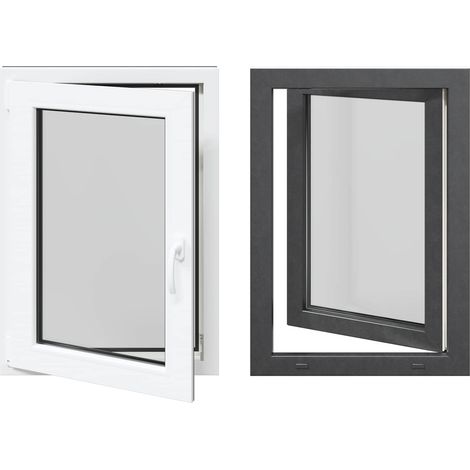 Basement Window RISOR 60 x 80 cm PVC and Glass Anthracite vidaXL (1/5)