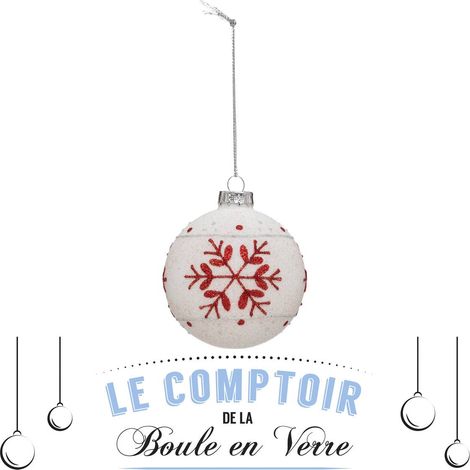 Boule de Noël en Verre 70 mm Givré Imprimé - Feeric lights & christmas