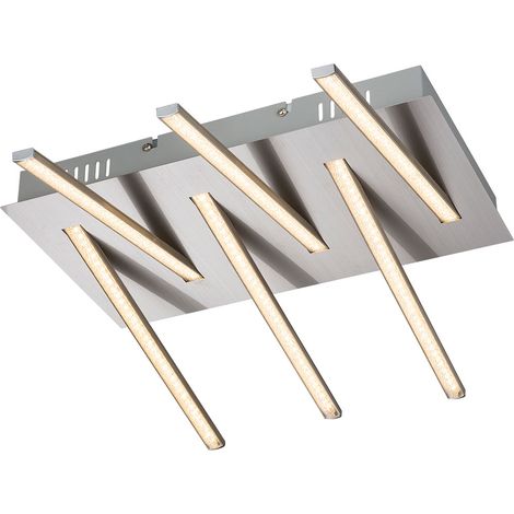 Wohnzimmerlampe Deckenleuchte Deckenlampe Esszimmerleuchte, K5 Kristalle klar Nickel matt, LED 30W 1800Lm warmweiß, LxBxH 48x38x12cm