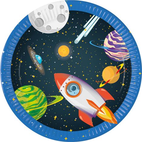 Piastre a forma di razzo spaziale, 23 cm, 8 pezzi.