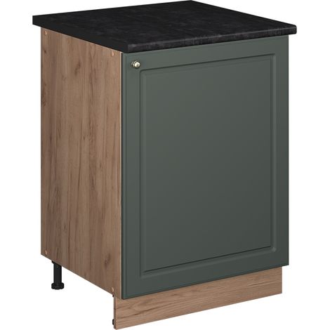 Mobiletto base cucina Fame-Line, Verde-oro rustico/Rovere dorato, 60 cm 1 anta con piano di lavoro, Vicco (1/5)