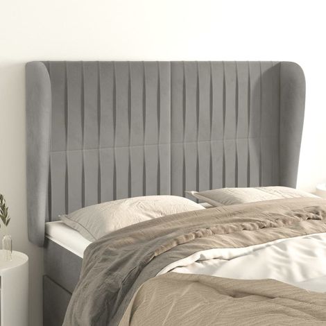 Tête de lit avec oreilles Gris clair 147x23x118/128 cm Velours vidaXL