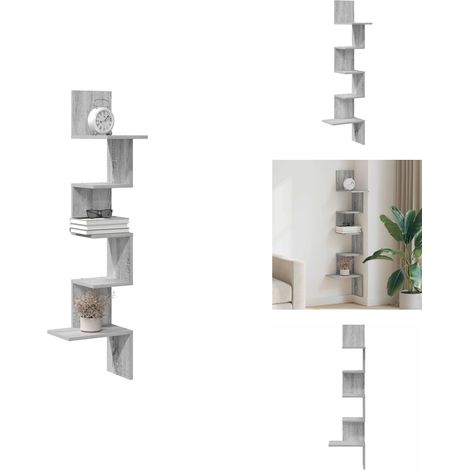 Wand-Eckregal Grau Sonoma 32x32x127,5 cm Holzwerkstoff - Wand-Eckregal - Wand-Eckregale - Wandregal - Eckregal (1/5)