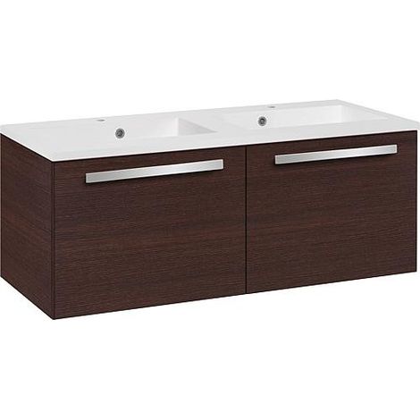 WTU+WT en fonte minérale EBLI chêne foncé 2 tiroirs 1210x494x510mm (1/2)