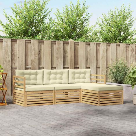 vidaXL Outdoor-Sofagarnitur 4 Stk. Weiß und Creme Polyester (1/5)