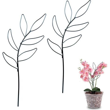 Set mit 2 schwarzen Pflanzenstützen für Zimmerpflanzen, Kletterpflanzenstützen, Metallstützen für Kletterpflanzen, geeignet für Monstera, Kletterpflanzen, Topfpflanzen und Blumen (1/5)