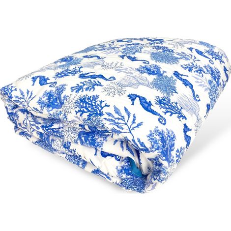 Quilté COUVRE-LIT HIPPOCAMPES HIPPOCAMPE BLEU Fabriqué en Italie 1 CARRÉ ET DEMI