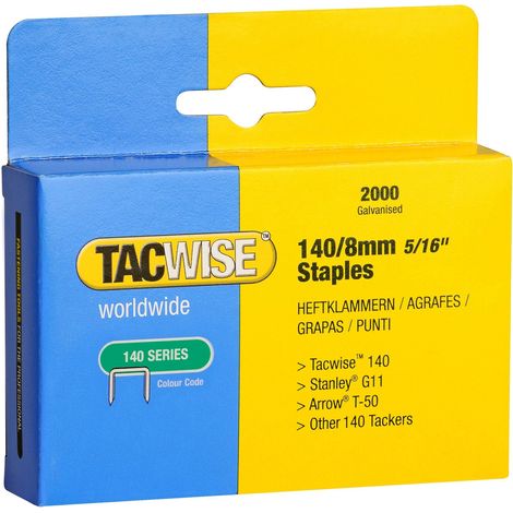 Tacwise 0346 140 Series 8mm Staples Galvanised - 2000 Pack - Type T50 G 140EL