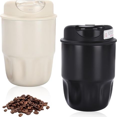Lot de 2 tasses à café à emporter, isothermes, 450 ml, en acier inoxydable, anti-fuite, avec couvercle, pour le bureau et les déplacements, noir et blanc (1/5)