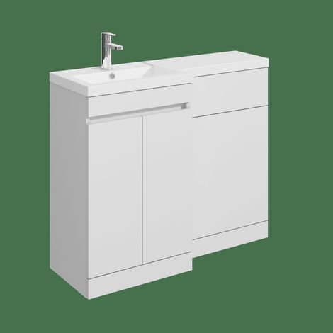 Balterley Tean 1000mm Floor Standing Compact Unit with Left Hand Polymarble Basin - White