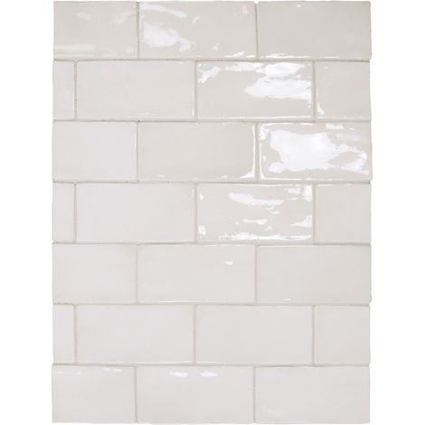 Aelle - Carrelage mur effet zellige blanc 7,5x15 cm MANACOR WHITE - Vendu par boîte de 0,50 m² (1/3)