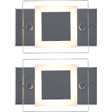 Applique da parete per bagno lampada da parete per bagno lampada da parete corridoio vetro cromato, IP44, 1x LED 4,5W 400Lm bianco caldo, LxPxA 15x10x5 cm, set di 2 (1/5)