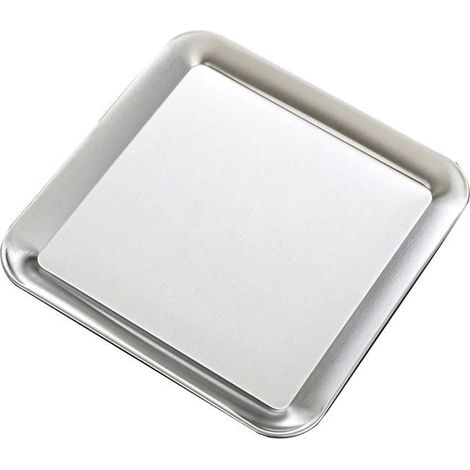 BelleRise - Plateau en acier inoxydable, assiette décorative carrée, assiette miroir (23x23 cm) (1/5)