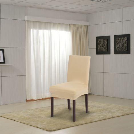 TOIVIZE-Housse de Chaise Dining Élastic Lavable en Milk Silk - Couverture Chaise Bureau/Restaurant - Blanc/Champagne/Rouge/Marron/Gris/Jaune (1 Pièce) (1/4)