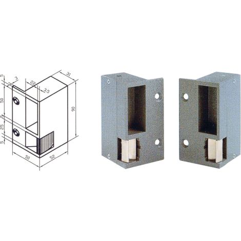 Gâche électrique aluminium en applique type 90 pour serrure horizontale, 12 Volts à rupture, gauche - MÉTALUX