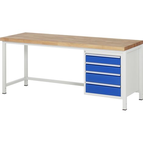 Rau Werkbank höhenverstellbar 8162A1, B2000xT700xH840-1040mm, 4x Schublade-TA (1/5)