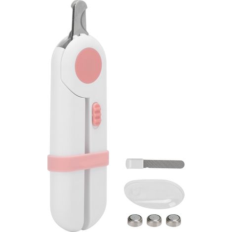 Coupe-ongles LED pour animaux de compagnie - Durable - Évite de trop couper les ongles - Soin des griffes des petits animaux - Rose (1/5)