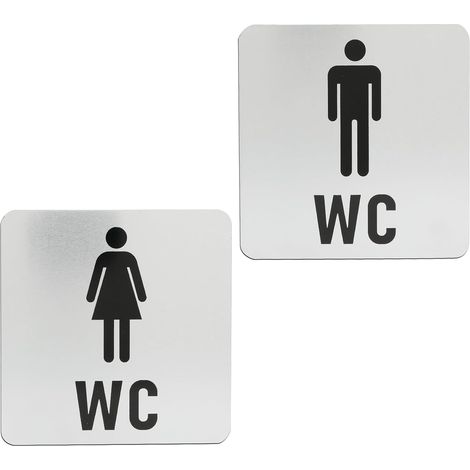 2 Pièces Plaques de Toilette Hommes Femmes, Signaletique Toilettes Acier Inoxydable,Autocollantes Panneaux 12cm X 12cm, Panneau WC Adhesif pour Centres Commerciaux Restaurants Espaces Publics (1/5)