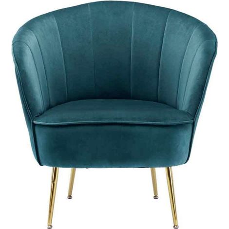 Fauteuil Design en Velours "Poola" 78cm Bleu (1/5)