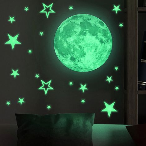 Autocollants Luminiscent Étoiles Et Lune - Décoration Plafond Et Mur - Chambre Enfant - 435 Pièces (1/5)