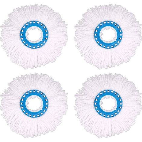 4Pcs Têtes Microfibre Balai, Tête de Vadrouille Rechange Rond Têtes Mop Rotation à 360 pour Nettoyage des Sols (Diamètre 16 cm) (1/4)