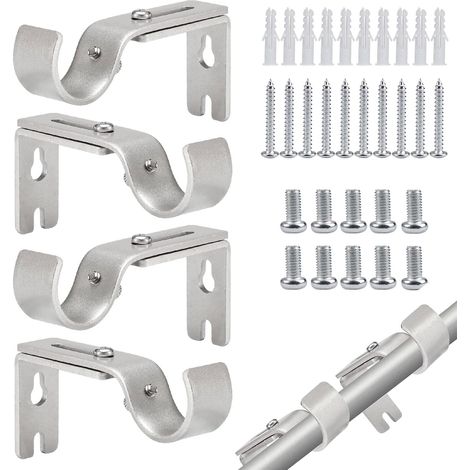 Confezione da 4 supporti per aste per tende da 9 x 2 x 4 cm con 10 tubi di plastica bianchi, 10 viti lunghe e 2 viti corte, supporti per aste per ufficio, tende e decorazioni per la casa
