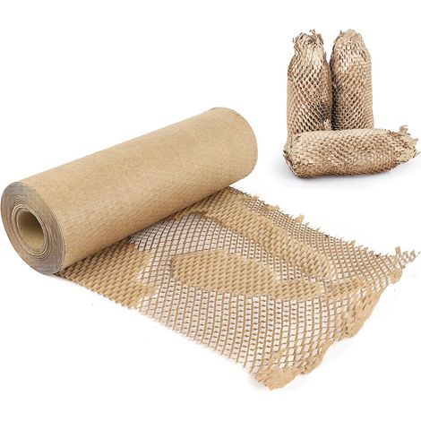 Papier d'emballage en nid d'abeille marron 30 cm x 50 m - Alternative écologique au film à bulles en plastique pour l'expédition et le déménagement, matériau de remplissage (1/5)