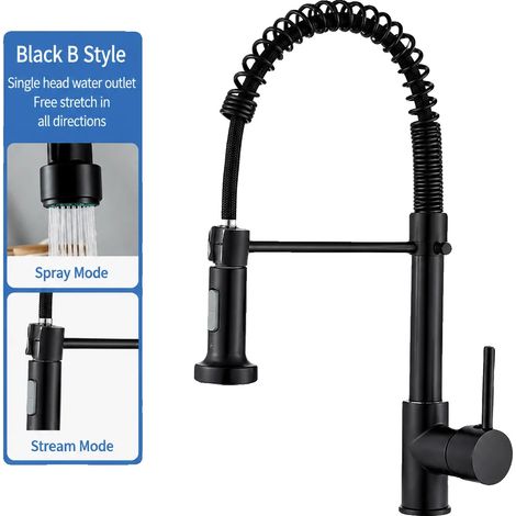 Grifo de cocina, caño giratorio de 360°, rociador de doble función, negro, G1/2-b (1/2)