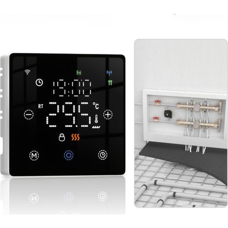 Termostato inteligente WiFi para el hogar, termostato de bajo consumo para calderas y calefacción por suelo radiante, funciona con pilas (pilas no incluidas). (1/5)