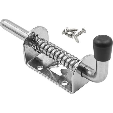 Spring Latch Pin Stainless Steel Door Gate Bolt Lock for Barn Garage Interior Shed Cabinet 128mm Silver (1/5)