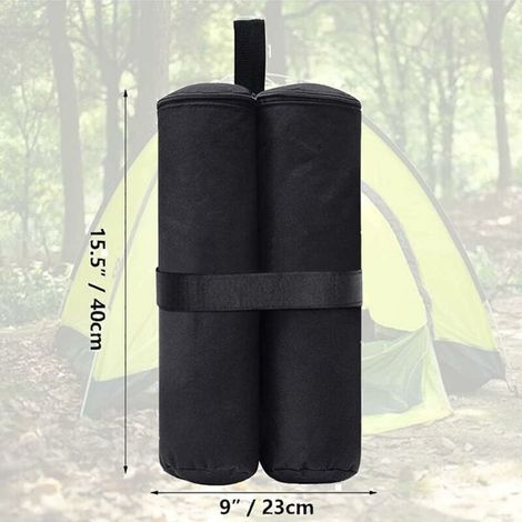 Lot de 4 sacs de lestage pour tonnelle - Pour auvent, tente - Sacs de lestage pour le sable - Pour extérieur instantané - Pieds lestés - Noir (style fermeture éclair, noir) (1/4)