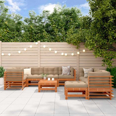 vidaXL Set Lounge da Giardino 10 pcs Marrone Cerato (1/5)
