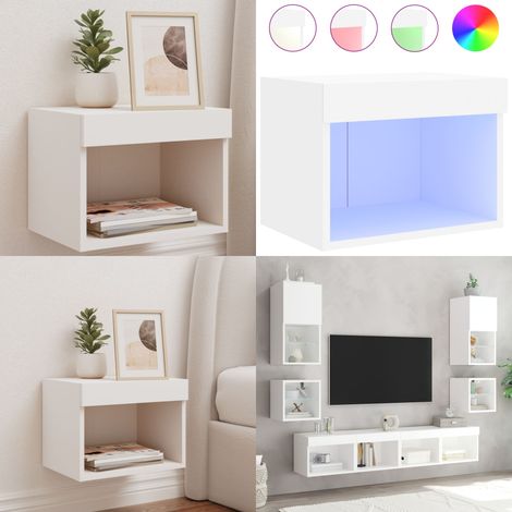 Table de chevet murale avec lumières LED blanc - Meuble Tv - Table De Chevet - Lampe De Chevet - Éclairage Led - Luminaire - Home & Living (1/5)