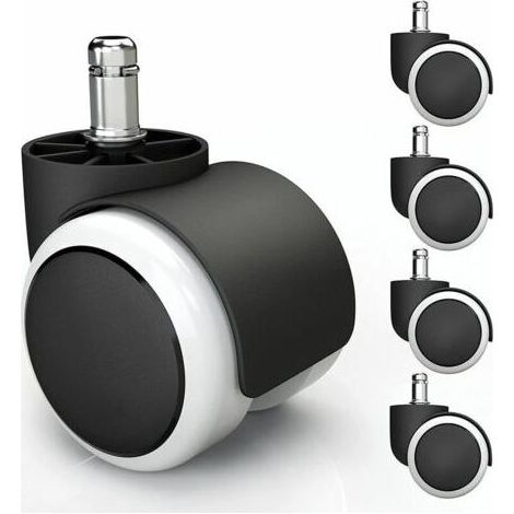 HOXILEELEO - Lotto di 5 ruote piroettanti sostituzione sedie per ufficio 11 x 22 mm - Bianco Cisea (1/5)