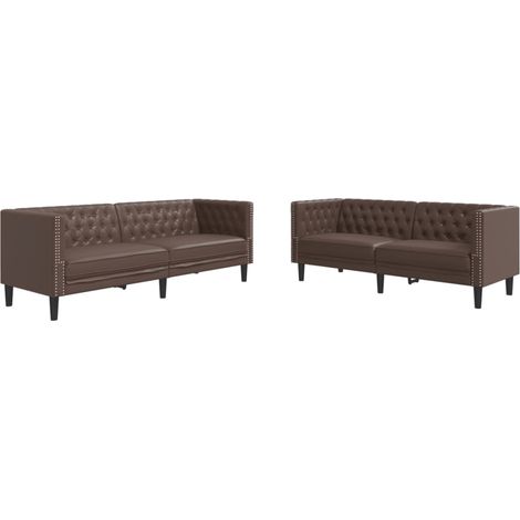 Maison Exclusive - Ensemble de canapé Chesterfield 2 pcs marron similicuir
