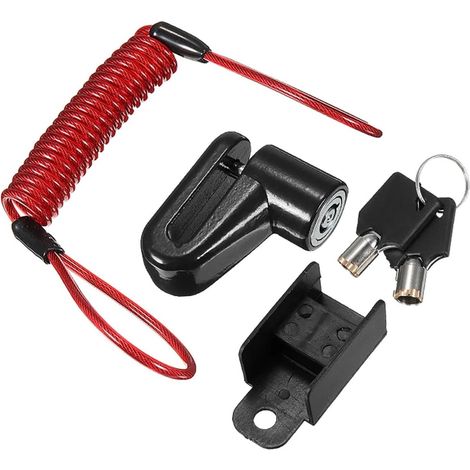 Lucchetto antifurto in acciaio nero e rosso per freno a disco moto, dimensioni 120x80x30 mm. (1/5)