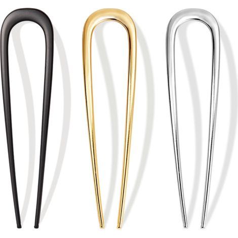 Set mit drei Haarspangen für Damen – Haarspangen mit französischem Knoten, goldfarbene Haaraccessoires aus Metall (1/5)