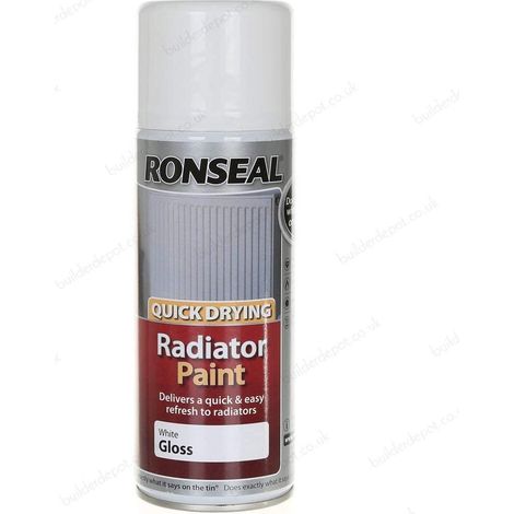 Ronseal Quick Drying Radiator Paint  - White - Gloss - 400ml Aerosol Spray (1/3)