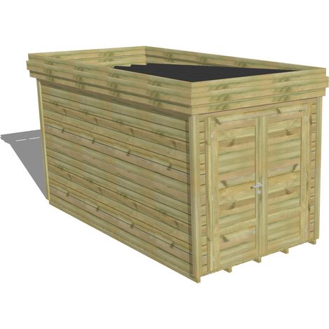 ABRI DE JARDIN bois Pin autoclave 27mm - 2,14x4,34m / 9,3m2 - Bac acier - Plancher bois