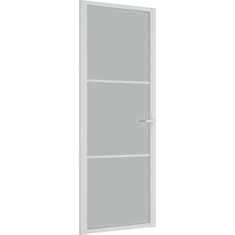 vidaXL Puerta interior de vidrio y aluminio blanco mate 76x201,5 cm (1/2)