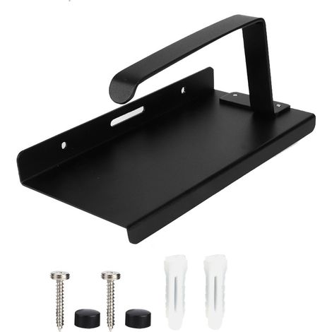 Porte-Essuie-Tout Mural En Aluminium Avec Étagère De Rangement Pour Salle De Bain Et Toilettes - Noir - 1 Pièce (1/5)