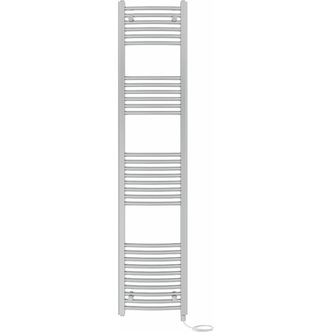 Bathroom Curved Prefilled Electric Heated Towel Rail Ladder Warmer Radiator 1800x400mm Chrome