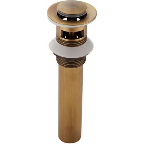 Pop-up Drain with Overflow in Retro Style in Aged Brass, Bathroom Accessory (1/4)